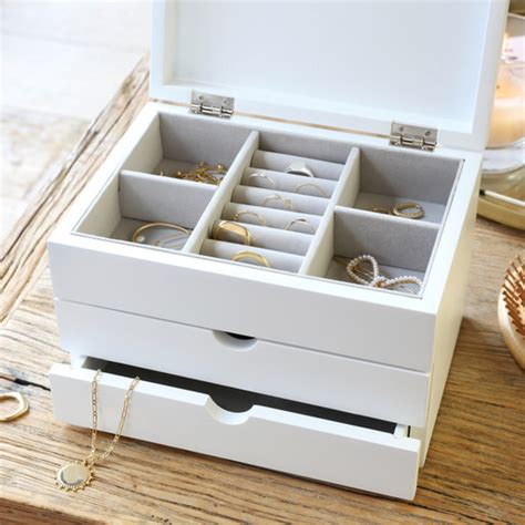 white metal jewellery box|large white jewellery box.